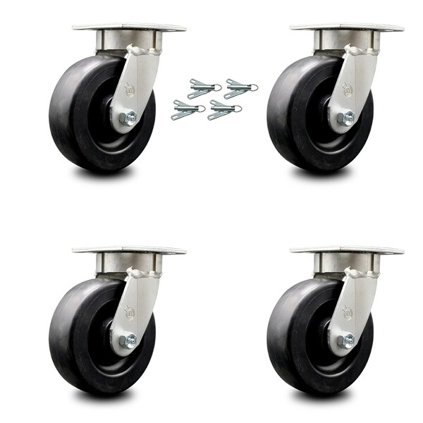 6 Inch Kingpinless Polyolefin Wheel Swivel Caster Set with Swivel Lock SCC